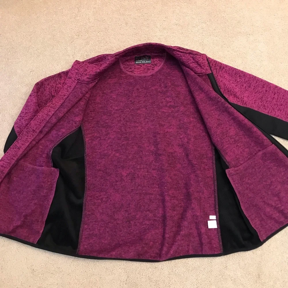Marc New York Fleece Zip Up Jacket Womens Plus XXL 2XL Purple Black Zip Pockets - Picture 5 of 11
